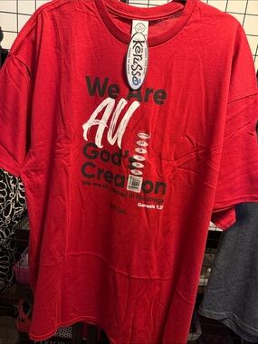 Red 'We Are All God's Creation' Short-Sleeve Graphic Tee - Kerusso